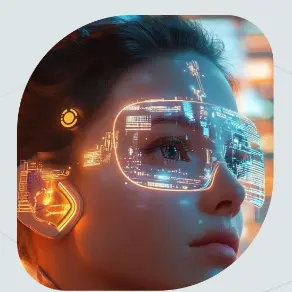 佩戴未来感智能设备的青年创作者